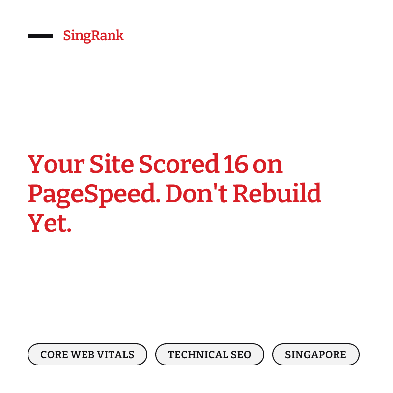 Your Site Scored 16 on PageSpeed. Don't Rebuild Yet.