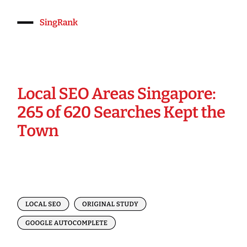 Local SEO Areas Singapore: 265 of 620 Searches Kept the Town