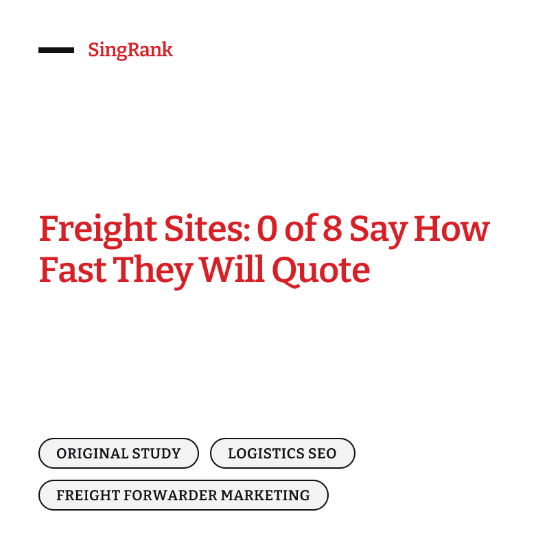 Freight Sites: 0 of 8 Say How Fast They Will Quote