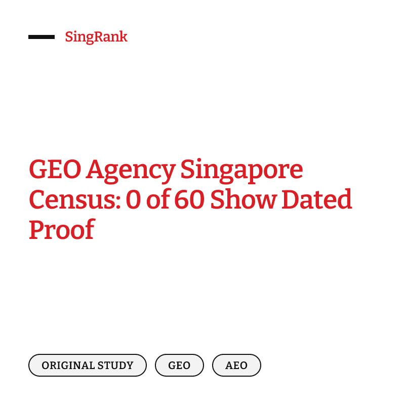 GEO Agency Singapore Census: 0 of 60 Show Dated Proof