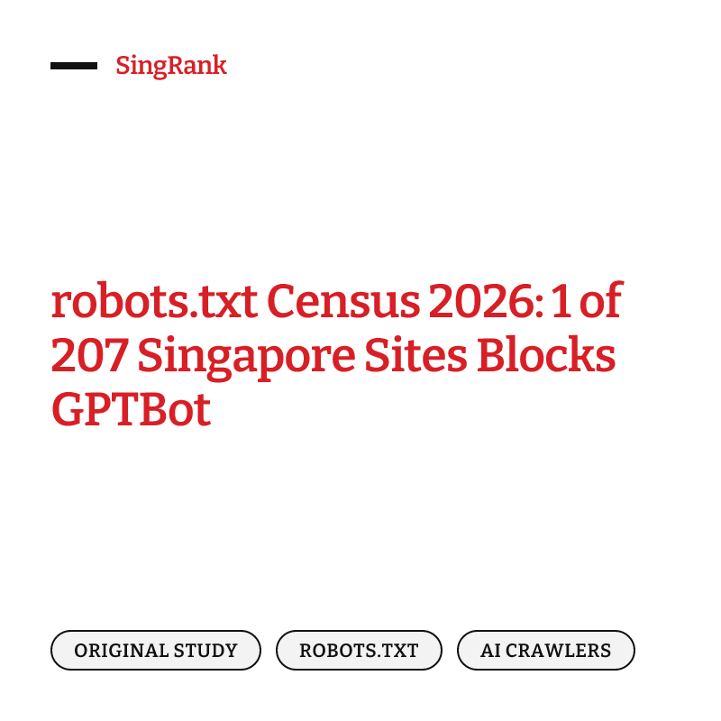 robots.txt Census 2026: 1 of 207 Singapore Sites Blocks GPTBot