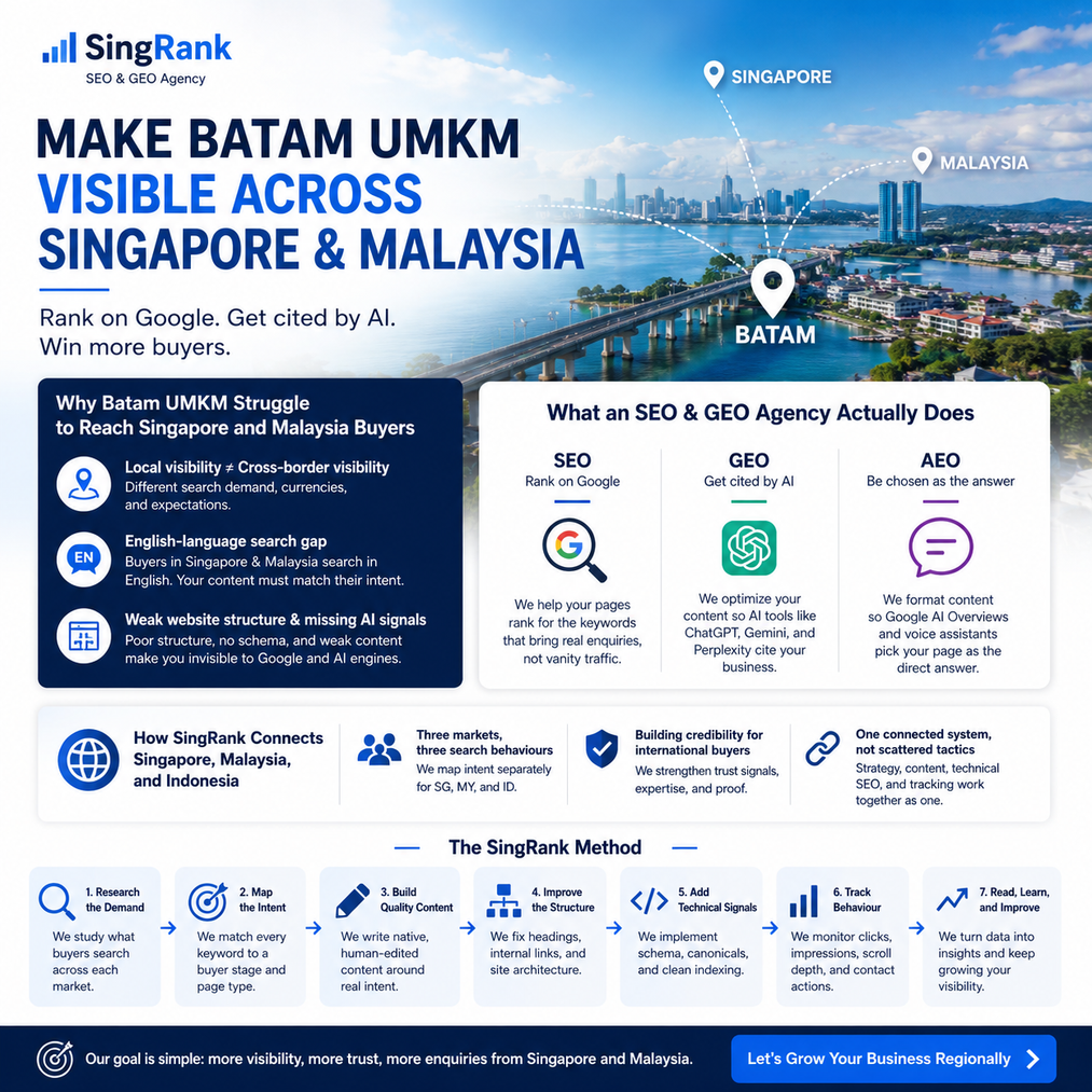 Cara UMKM Batam Menjangkau Pasar Singapura dan Malaysia Lewat SEO dan GEO