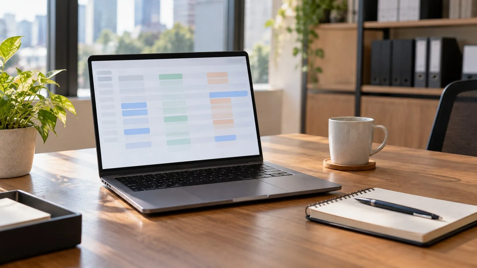 Laptop showing a blurred table of enquiry rows, a first step before a WhatsApp automation set-up in Singapore